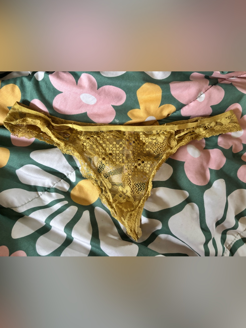 Victoria’s Secret Dream Angels Thong Panties Mustard Yellow - Large - Well Worn